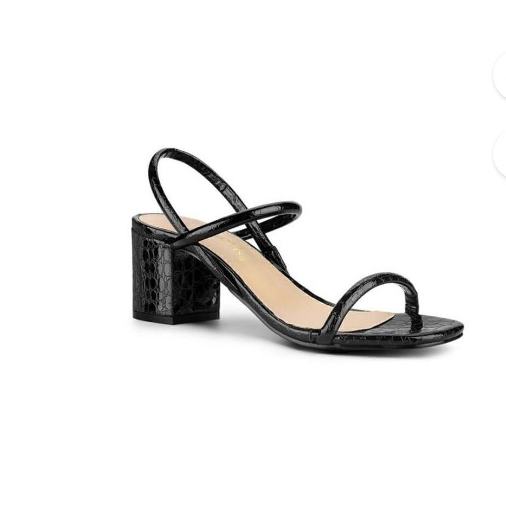 Allegra K Chunky Heel Open Toe Ankle Strap Sandals Black 7